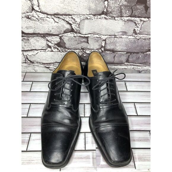 Mezlan Lancer Black Leather Square Cap Toe Lace Oxfords Shoes Men sz 10M US/43EU main image 7